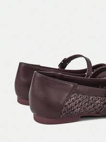 Styleloop 女士户外圆头平底咖啡色编织网眼面料休闲舒适透气平底鞋，适合度假和旅行 - 咖啡棕 - 查看 6