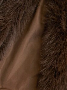 Aveloria Rosie 时尚简约设计百搭别致及膝人造毛领女式夹克 - 棕色 - 查看 6