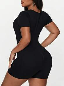 Rhythm Era 大码女式黑色运动连体裤（短袖和短裤）