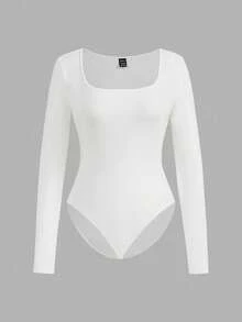 SHEIN EZwear 3 件套女士方领长袖紧身连衣裙，适合秋冬季 - 彩色 - 查看 5