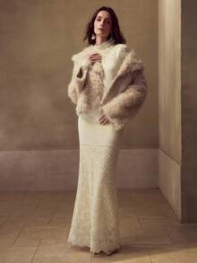 MOTF PREMIUM 女士撞色蕾丝针织修身优雅长裙 - 淡黃色 - 查看 6