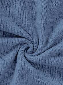 INAWLY Women's Casual Solid Color Off-Shoulder Loose Knit Sweater, Autumn/Winter - Dusty Blue - View 6