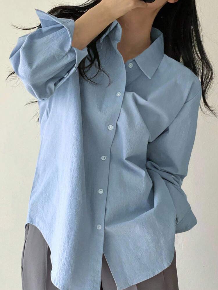 Women's Plain And Simple Long Sleeve Daily Shirt,Long Sleeve Tops,Fall Clothes