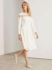 MOTF PREMIUM 女士镂空方头平底乐福鞋，适合新年假期、情人节 - 米色 - 查看 10