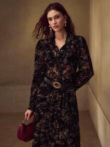 MOTF PREMIUM FLORAL PATTERN FLOWY SKIRT - Black - View 6