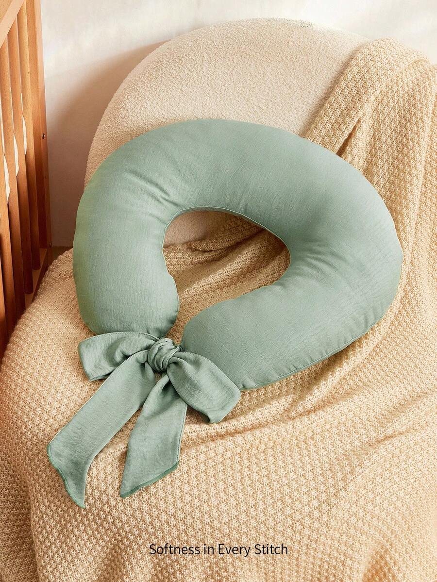 Cozy Pixies 1pc Soft & Comfortable Green Bowknot Nursing Pillow, Helps Baby Sleep And Protects Breastfeeding - Green - View 1