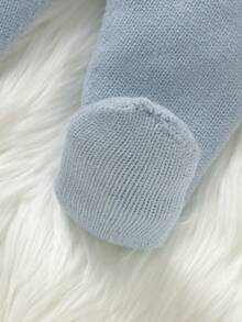 2 件新生儿毛衣套装：荷叶边领长袖套头衫 + 休闲打底裤，时尚甜美婴儿装 - 淺藍色 - 查看 4