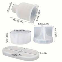 Bộ 4 khuôn silicon tự làm hình tròn sọc, khuôn bình hoa hình tháp Mông Cổ, hộp đựng nến, hộp đựng trang sức có nắp, đế oval, khay, đế lót ly, khuôn bê tông, khuôn thạch cao, khuôn nhỏ giọt nhựa epoxy, đồ trang trí bàn làm việc. - khuôn silicone trắng - Xem 2