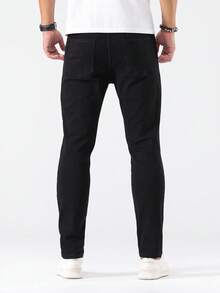 Manfinity Homme 男士时尚休闲修身口袋牛仔裤 - 黑色 - 查看 8