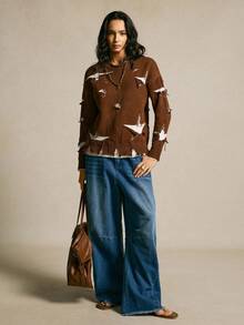 SoleilVie Suéter de 2 en 1 con contraste de color y efecto desgastado, otoño/invierno - Marrón - Ver 5