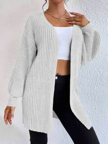 EURMUSE Casual Solid Color Loose Batwing Cardigan - White - View 5