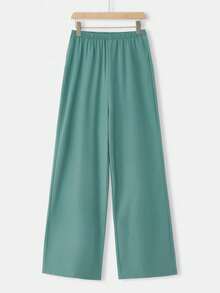 Rusticease Conjunto de top de manga larga de corte holgado con estampado floral y pantalones de pierna ancha