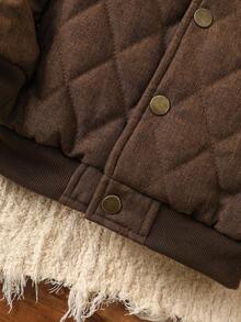 SHEIN Playful Pals Baby Boy Brown Casual Solid Color Loose Fit Jacket, Suitable For Outdoor Play, Home Leisure, And Daily Wear, Autumn/Winter Baby Boy Jacket Baby Boy Coat Brown Jacket Sherpa Collar Jacket Quilted Jacket Brown Jacket Baby Boy Brown Jacket Baby Boy Winter Coat Fall