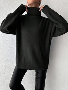 EURMUSE Maglione Oversize Scollo Alto A Maglia Pesante Da Donna