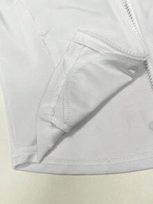 Girls' Fitted Cropped White Jacket, Casual Fall Winter - White - View 8