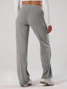 Musera Sport 女士直筒抽绳腰带运动裤，适合板式网球、网球、匹克球、健身房、瑜伽、普拉提、日常休闲穿着 - 灰色 - 查看 2