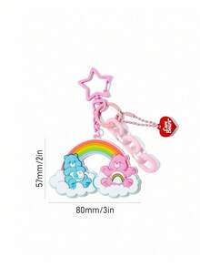SHEIN X Care Bears Cute Cartoon Rainbow & Teddy Bear Pattern Bag Charm - Multicolor - View 3