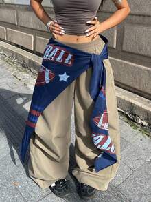 Coolane 女士秋季音乐会狂欢节外出文艺复兴博览会复古街头服饰围巾配饰阔腿裤 - 棕色 - 查看 4