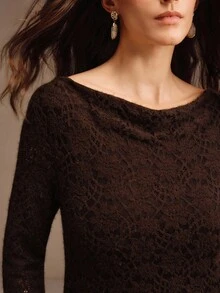 Anewsta Vestido Longo Elegante Marrom Novo para Mulheres, Adequado para Festa, Ação de Graças, Natal, Outfit Aconchegante de Outono e Inverno