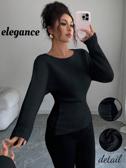 Elenzga Women's Autumn/Winter Sweater, Vintage Stockholm Style, Cream Color, Suitable For Teachers, Students, Office, Casual, Dating, Simple, Elegant, Versatile, Knitwear Top