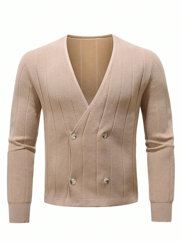 OTTIMOZO Cardigan à manches longues minimaliste décontracté pour hommes, avec boutons, couleur unie, automne-hiver