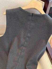 Franclia 新款无袖A字褶甜美短款连衣裙 - 灰色 - 查看 4