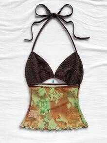 Soleia 女式露背细肩带镂空短款上衣 - 彩色 - 查看 2