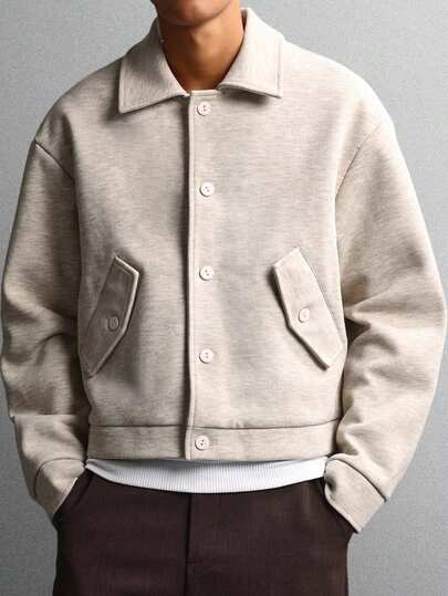 SUMWON Veste à boutons style universitaire, look collège américain classique, mode décontractée, extérieur porté au quotidien, style minimaliste moderne pour homme