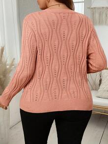 Modelyn Maglione casual oversize a girocollo, maniche lunghe, tinta unita, taglie comode