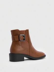 CUCCOO BIZCHIC Women's Casual Minimalist Side Zipper Ankle Boots - Camel - View 8