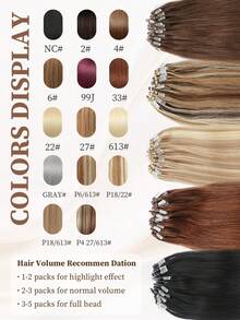 50 股微环接发真人发 P6/613# 渐变棕色至漂白金色微珠接发超顺滑超柔软丝滑直发微环健康人发接发适合女性