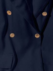 Franclia 大码双排扣无袖上衣和短裤优雅两件套 - 藏蓝色 - 查看 6