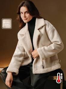 Anewsta 女士时尚宽松外套，秋冬款 - 白色 - 查看 1