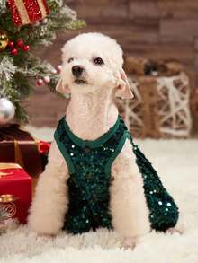 PETSIN Pet Sequin Glittering Princess Dress For Christmas, Olive Green - Dark Green - View 5