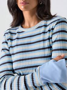 LYSMO 2025新款简约秋季女装休闲条纹圆领长袖T恤，秋季/万圣节服装/圣诞节女装/《圣诞夜惊魂》 - 彩色 - 查看 8