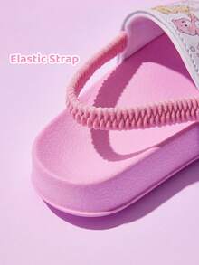 SHEIN X Care Bears Ciabatte da bambina con banda elastica a stelle cartoni animati rosa, ciabatte a scivolo per bambini e neonati con arcobaleno, antiscivolo, asciugatura rapida, in materiale EVA leggero e durevole, adatte per casa, parco giochi, interno ed esterno