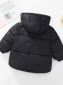 Girls New Cotton Padded Jacket, Thick Hooded Zipper Pocket Design, Unisex Baby Hooded Coat, Korean Style Children Outerwear For Autumn/Winter