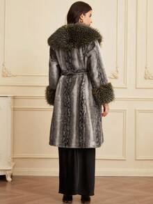 GENKIRA 2025新款仿狐狸毛大衣女款水貂皮大衣全貂皮大衣中长款皮草夹克 - 灰色 - 查看 2