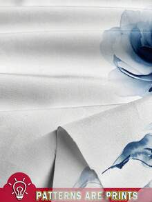 SHEIN Clasi 蓝色碎花V领中袖修身女式短裙，适合夏季 - 藍色 - 查看 3