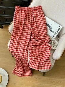 Franclia 2件套女士蝴蝶结刺绣运动衫和格子数码印花宽松裤套装 - 彩色 - 查看 6