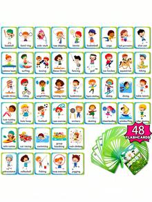 Zazumi 1SET Early Learning Flash Cards For Toddlers Preschool Educational Toys Cognitive Development Activity Games Attention Span Training With Cute Cartoon Images Home Classroom Teaching Aid - Multicolor - View 12