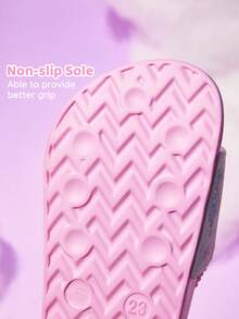 SHEIN X Care Bears Ciabatte da bambina con banda elastica a stelle cartoni animati rosa, ciabatte a scivolo per bambini e neonati con arcobaleno, antiscivolo, asciugatura rapida, in materiale EVA leggero e durevole, adatte per casa, parco giochi, interno ed esterno