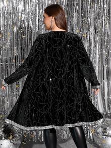 Gownix 加大码亮片装饰波点长袖外套 秋冬款 - 黑色 - 查看 2