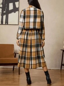 Zelara 经典格子西装套装、短夹克和吊带裙，百搭大码，秋冬 - 彩色 - 查看 6
