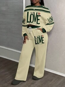 Slaydiva 2025秋冬/女士秋装/秋季女装/女士冬装/冬装/Y2K/街头潮流/女士两件套/返校季/女士外出服/爱情图案 - 彩色 - 查看 6