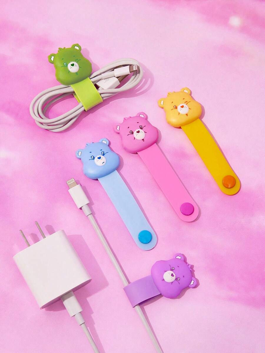 SHEIN X Care Bears Cartoon Data Cable Storage, Travel Earphone Charging Cable Organizer, Home Multi-Functional Cute Winding Cable Organizer