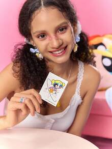 FanGlow THE POWERPUFF GIRLS X SHEIN 1 pieza Pegatina de tatuaje temporal a prueba de agua con diseño de burbujas de colores de dibujos animados, adecuada para hombro, cuello, clavícula, brazo, arte corporal - Multicolor - Ver 5