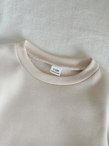 SHEIN Playful Pals Baby Girl Casual Pumpkin, Cat, Leaf Print Round Neck Long Sleeve Fleece Sweatshirt, Suitable For Outings In Autumn/Winter Fall - Apricot - View 4