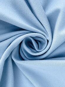 SHEIN Blusa holgada de cuello redondo con parches de encaje elegante y casual para mujeres - Azul - Ver 8