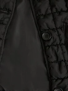 GENKIRA 时装模特风格短款纹理黑色绗缝 3D 云朵轻质棉服外套 - 黑色 - 查看 7